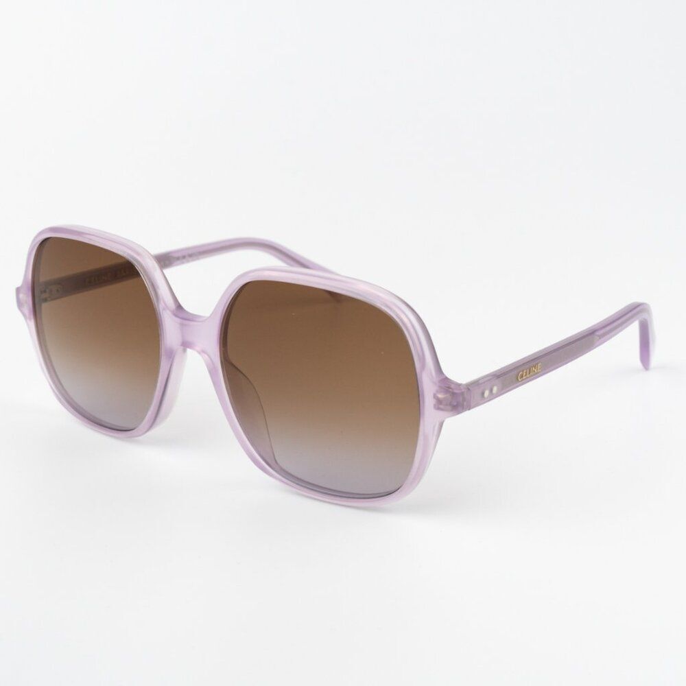 NEW Celine CL40244U 78F CELINE THIN Opal Lilac Brown Women Geometric Sunglasses